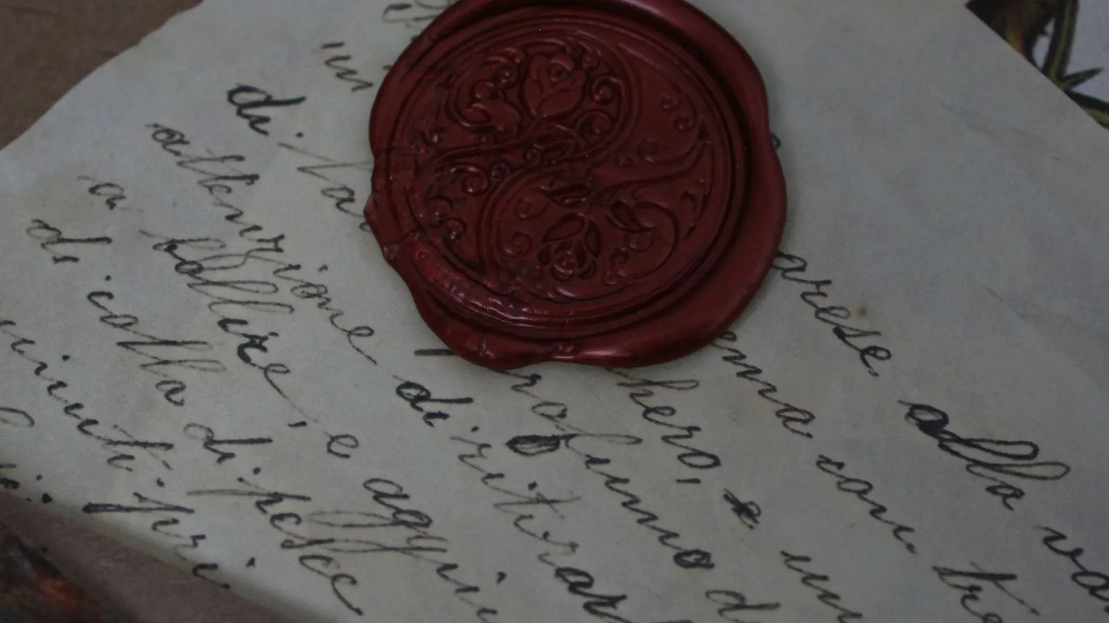 Carta manuscrita con sello de lacre rojo, testamento en México